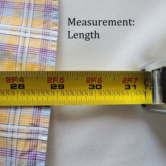 Men's Bugatchi Julian Shaped Fit Plaid Linen Button-Up Shirt (Size: S/Medium) - Picture 11 of 12